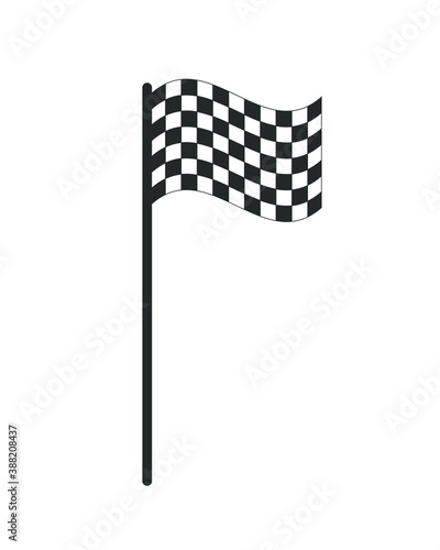 Chequered flag icon. Checkered black and white sign. Check grid pattern poleflag illustration. Motor sport race finish symbol. Victory championship logo. Isolated on white background. photo