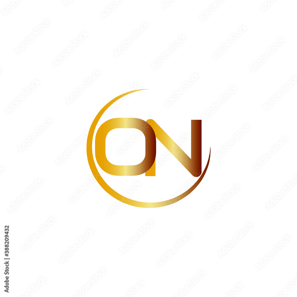 Gold Letter ON With Semi circle shape Gold Letter ON With Semi circle shape
