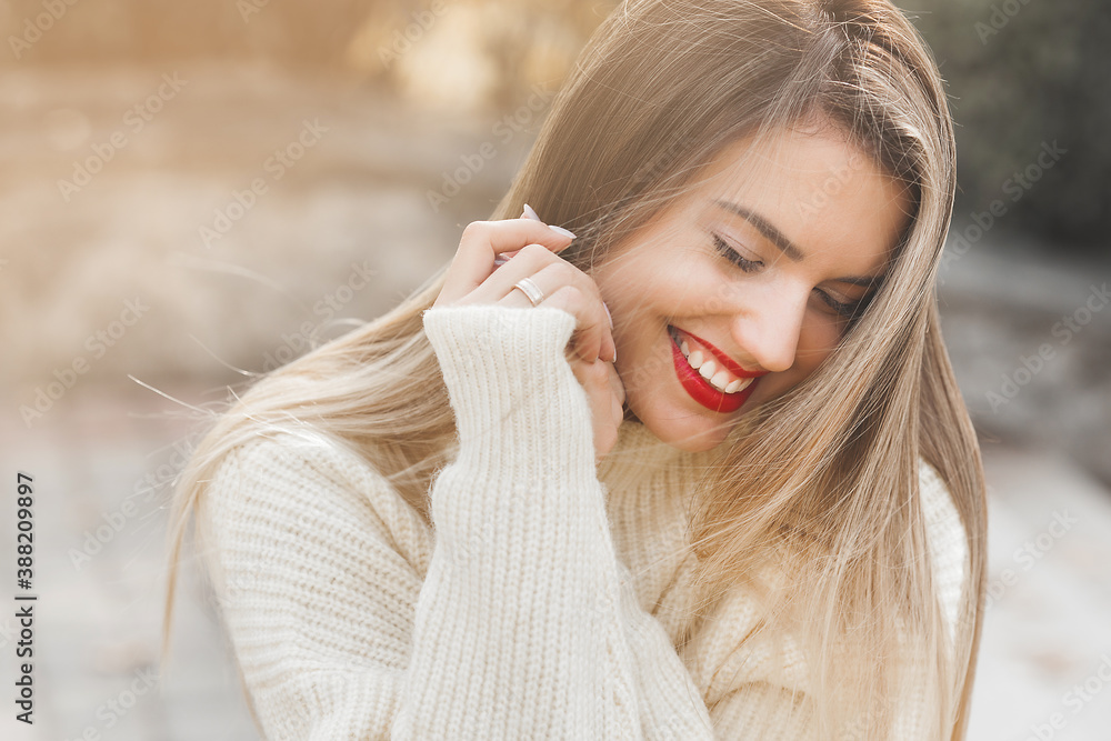 Classic woman portrait on autumn background Classic woman portrait on autumn background