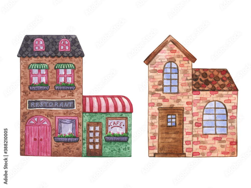 Naklejka premium House, cottage with lawn isolated on white background