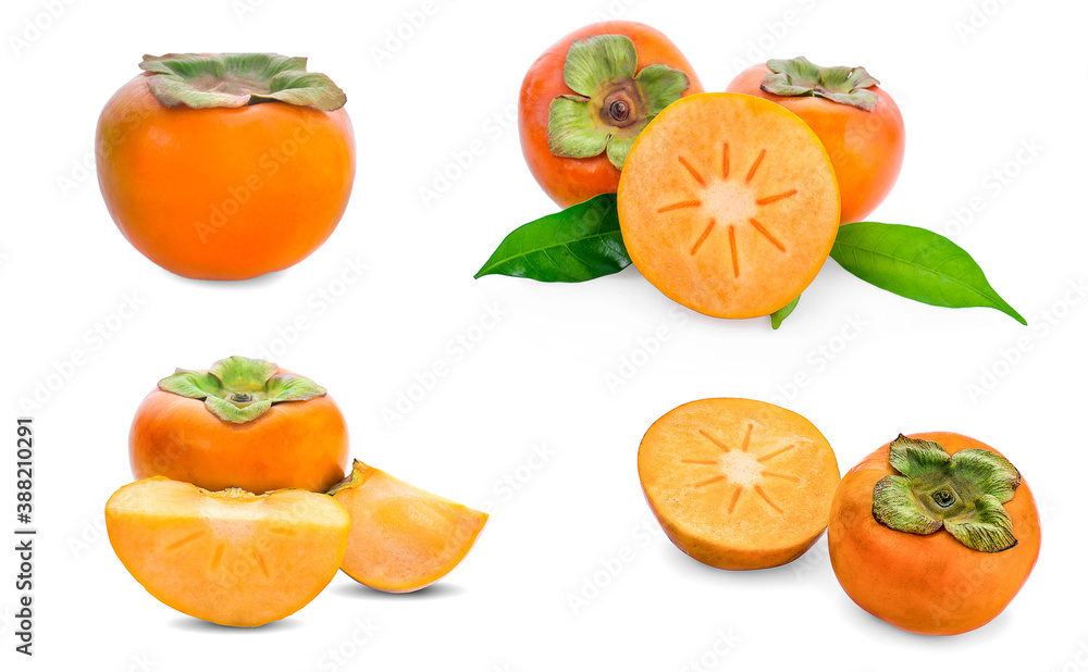 ripe persimmons isolated on white background ripe persimmons isolated on white background