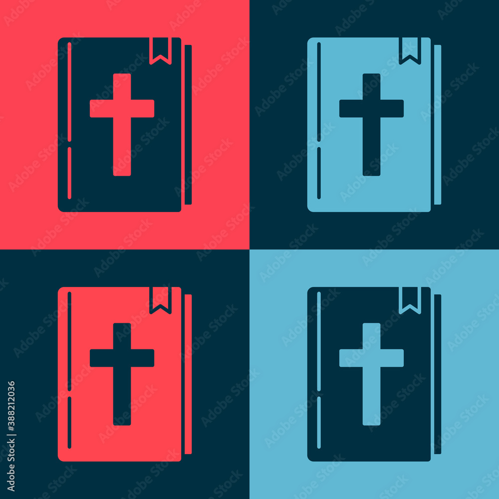 Pop art Holy bible book icon isolated on color background. Vector. Pop art Holy bible book icon isolated on color background. Vector.