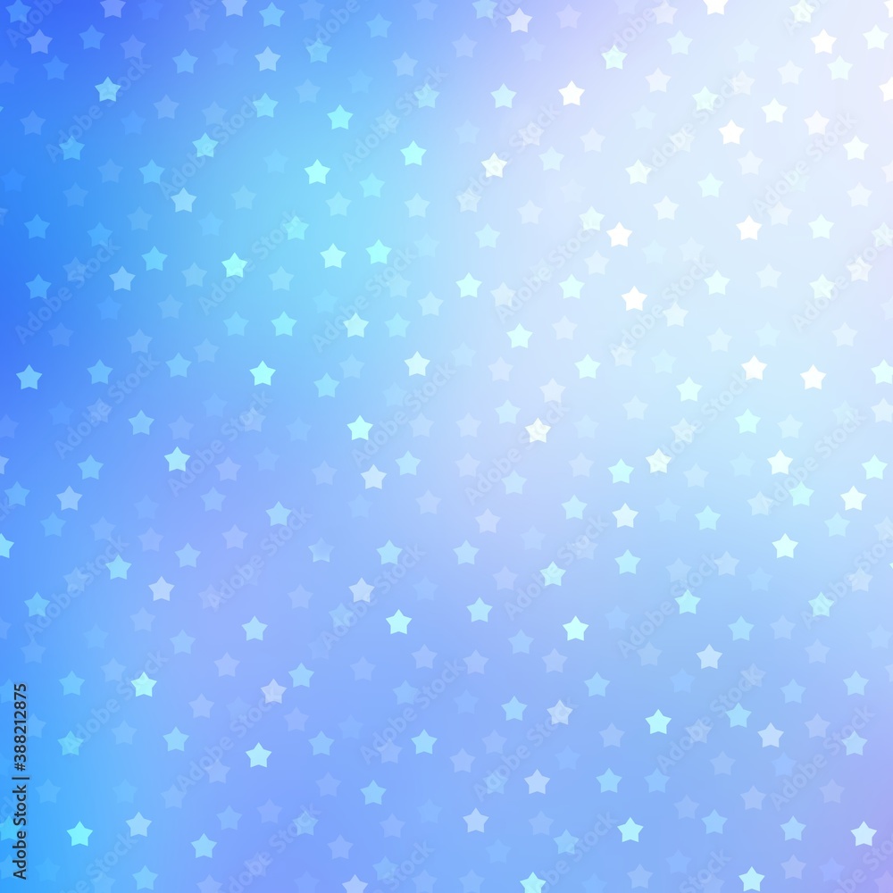 Winter holidays shimmering stars on light blue background. Christmas glittering pattern.