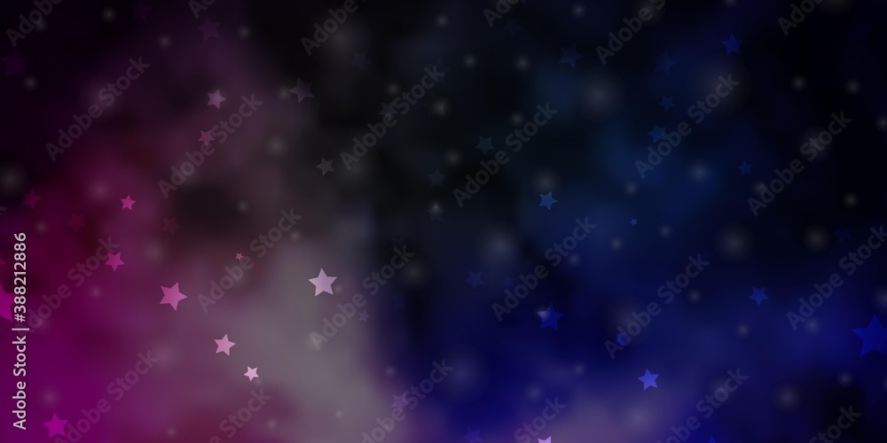 Dark Pink, Green vector layout with bright stars.