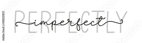 PERFECT IMPERFECT. Simple lettering typography script words perfect imperfect. Poster, card, label, vector design banner. Hand drawn modern calligraphy quote - perfect imperfect. Print for tee shirt.