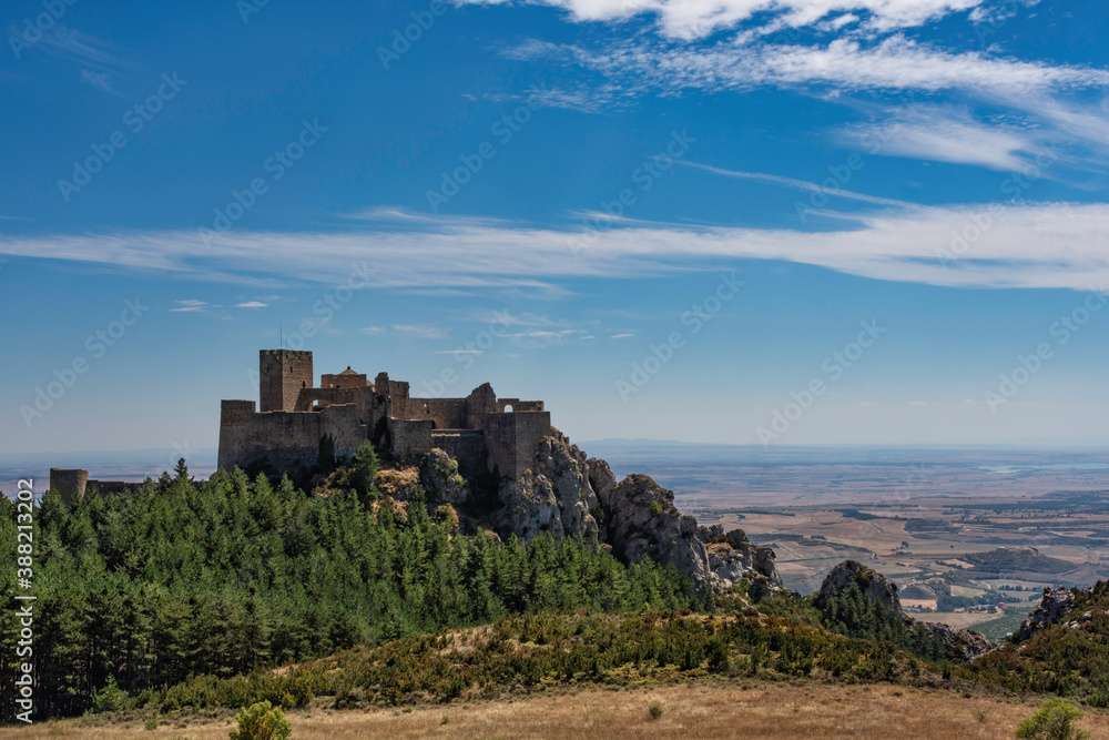 
Landscape of an ancient stone romanic castle on the mountain