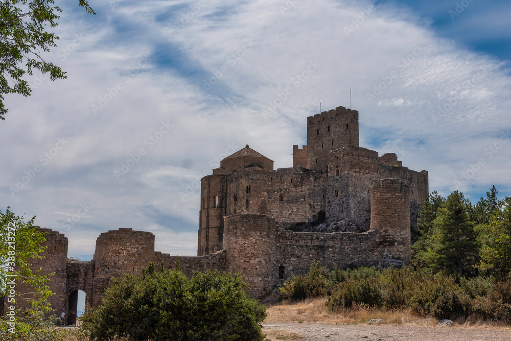 
Landscape of an ancient stone romanic castle on the mountain