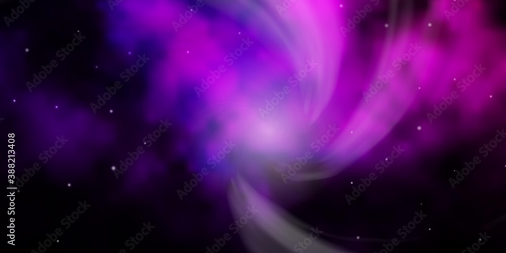 Fototapeta premium Dark Purple vector template with neon stars.