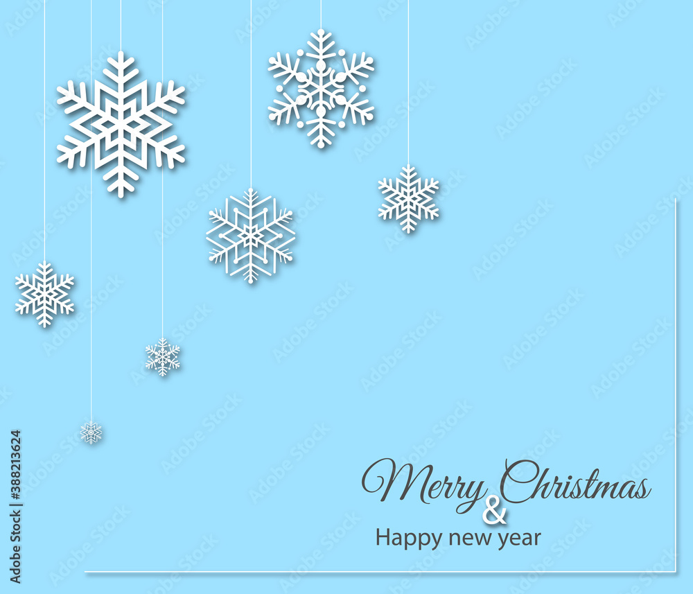 Merry Christmas Happy new year vector card, invitation, background with snowflakes cutout paper effect Merry Christmas Happy new year vector card, invitation, background with snowflakes cutout paper effect