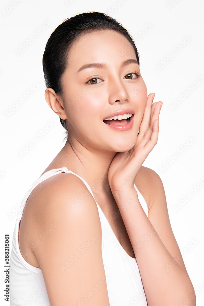 Beautiful young asian woman with clean fresh skin on white background, Face care, Facial treatment, Cosmetology, beauty and spa, Asian women portrait Beautiful young asian woman with clean fresh skin on white background, Face care, Facial treatment, Cosmetology, beauty and spa, Asian women portrait