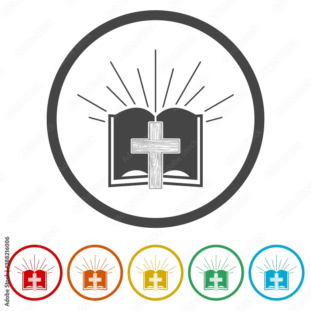 Obraz premium Creative Bible icon for web design, color set