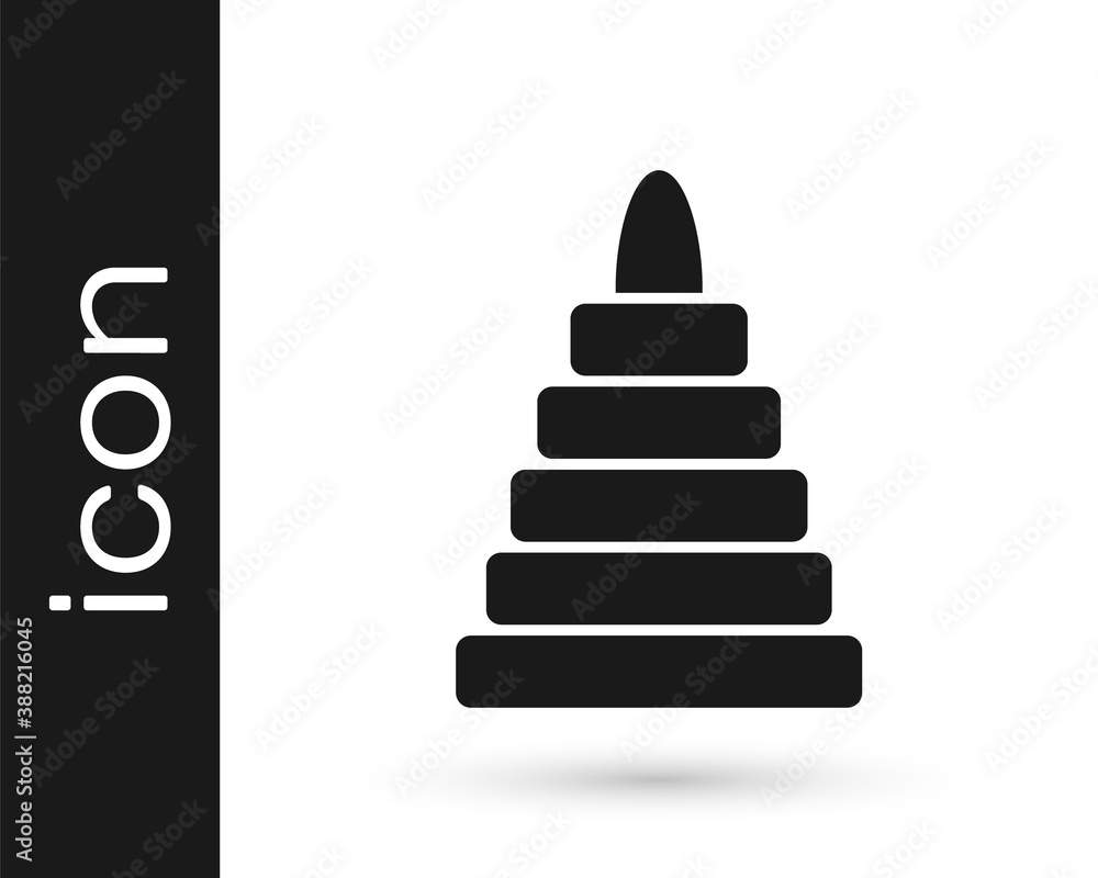 Black Pyramid toy icon isolated on white background. Vector. Black Pyramid toy icon isolated on white background. Vector.