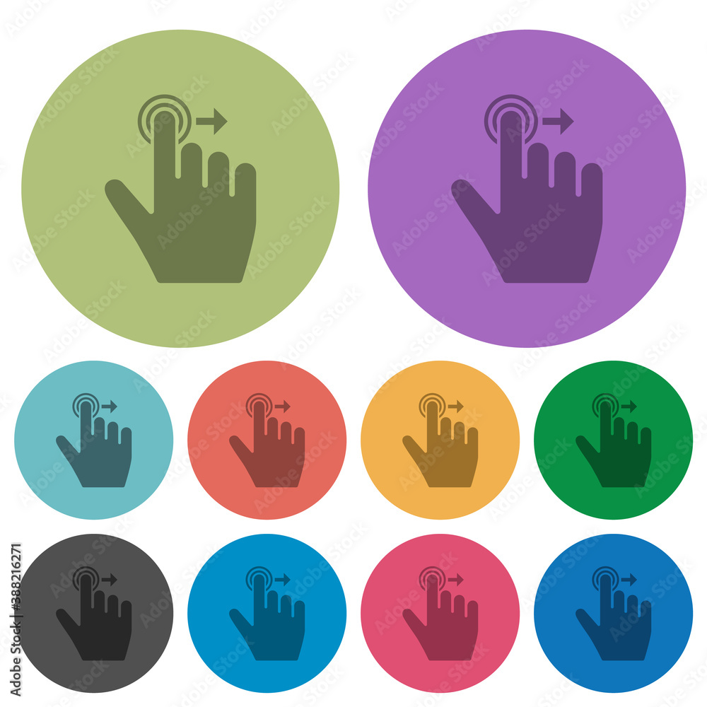 Fototapeta premium Right handed slide right gesture color darker flat icons