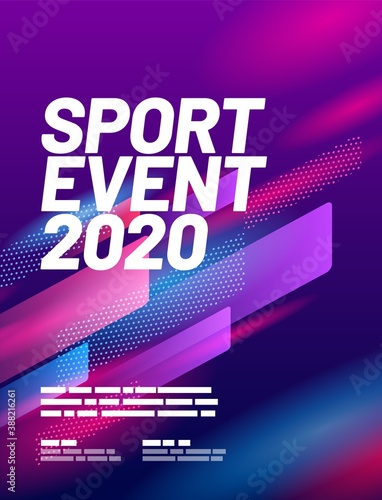 Poster design with abstract dynamic shapes for sports event, competition or championship. Sports background.