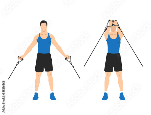 low upward cable pulley crossover chest flyes flat vector illustration isolated on layers photo