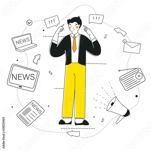Critical thinking, Vector flat graphic design. News filter, Flat infographic.