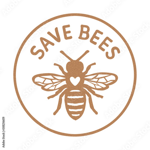 Save Bees Design with Text Fototapeta