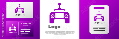 Logotype Drone radio remote control transmitter icon isolated on white background. Logo design template element. Vector.