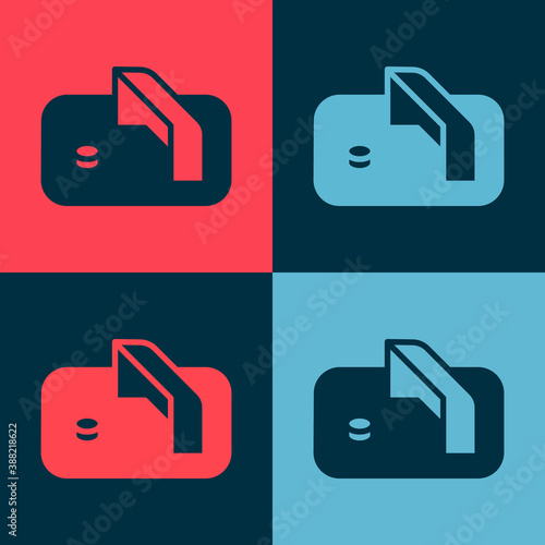 Pop art Ice hockey goal with net for goalkeeper icon isolated on color background. Vector.