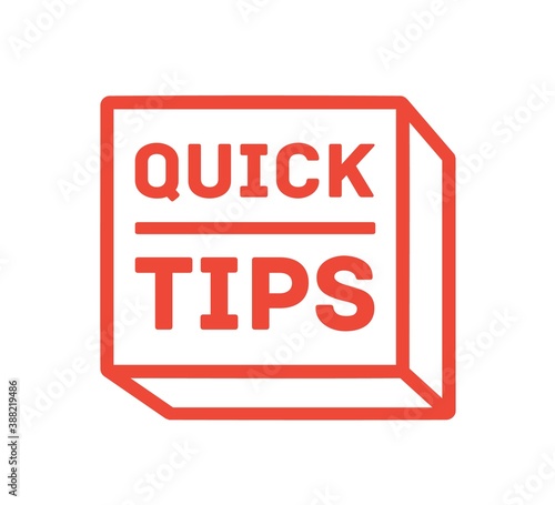 Modern reminder sticker or suggestion with message on cube vector flat illustration. Creative quick tip badge with red lettering on square box isolated on white. Help information or advice