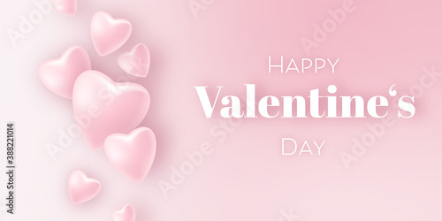 Hintergrund, Pinke Herzen in 3D. Pink Banner. Valentinstag