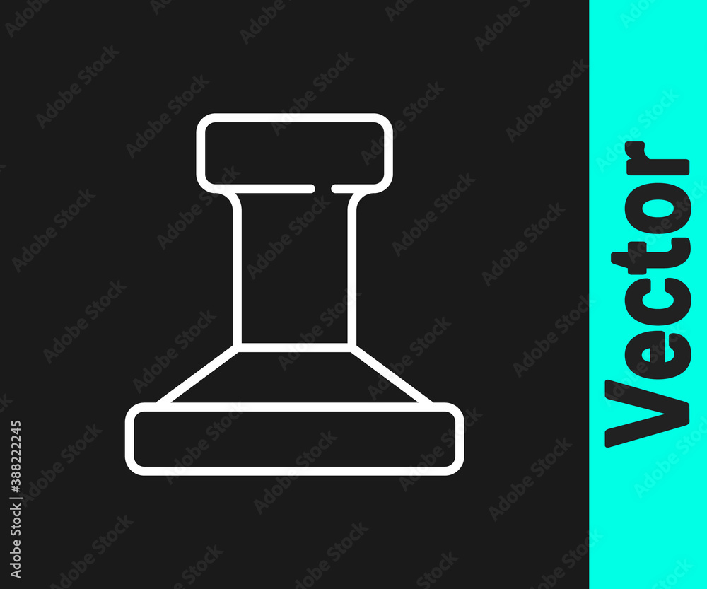 White line Stamp icon isolated on black background. Vector. White line Stamp icon isolated on black background. Vector.