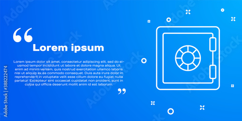 White line Safe icon isolated on blue background. The door safe a bank vault with a combination lock. Reliable Data Protection. Vector.