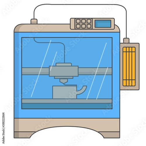 3d printer technology vector icon in flat style. Print manufactoring.