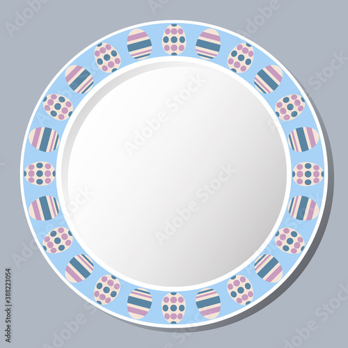 Decorative plate with with an Easter egg ornament. Easter souvenir