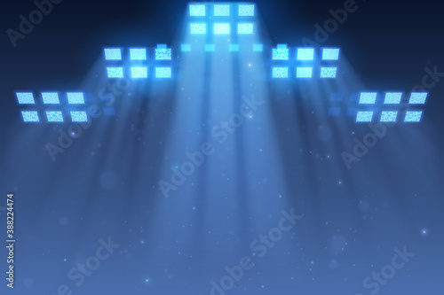 Blue spotlights panels with light rays effect