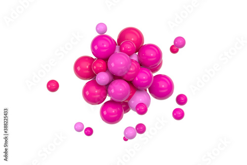 Billede på lærred Pink spheres gather together, 3d rendering.