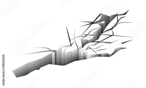 Vector cracked ground earthquake trace on white background