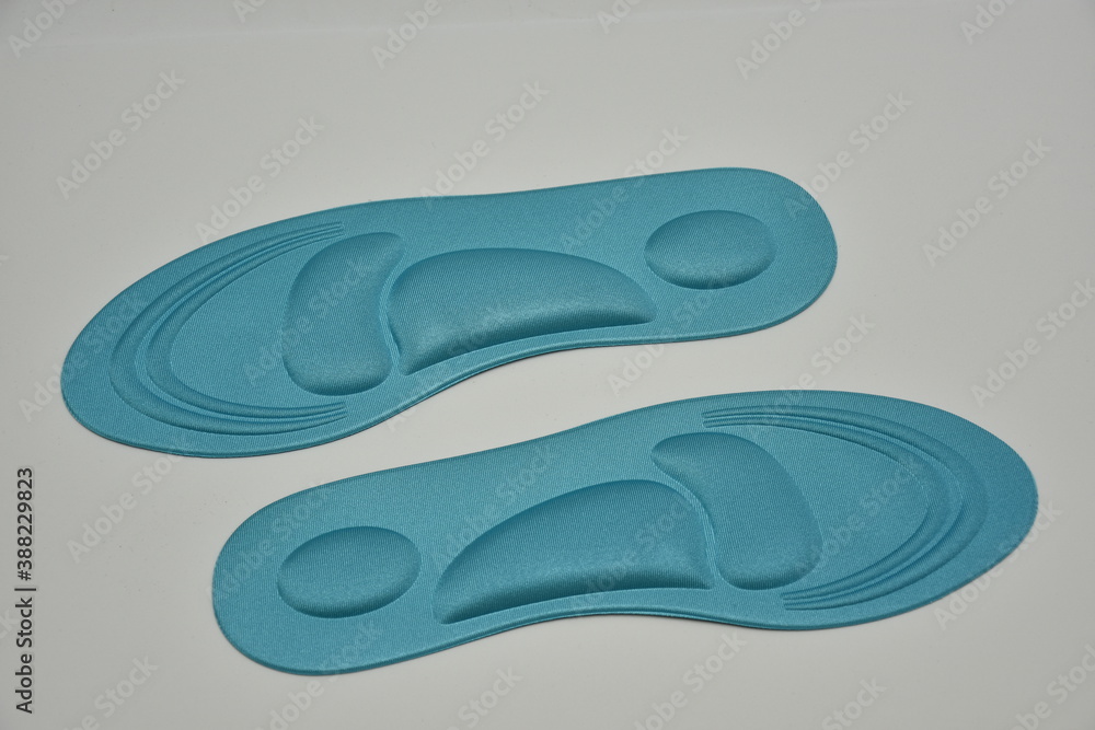 Fototapeta premium Blue Memory Foam Shoe Insoles on a white background