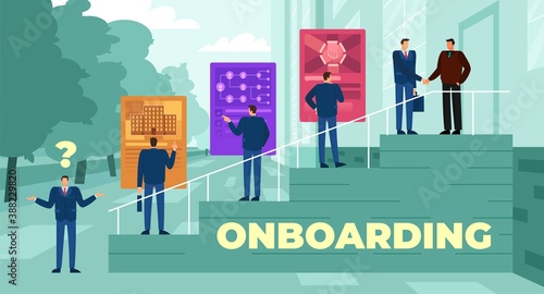 Vector illustration of the onboarding process following candidate selection photo