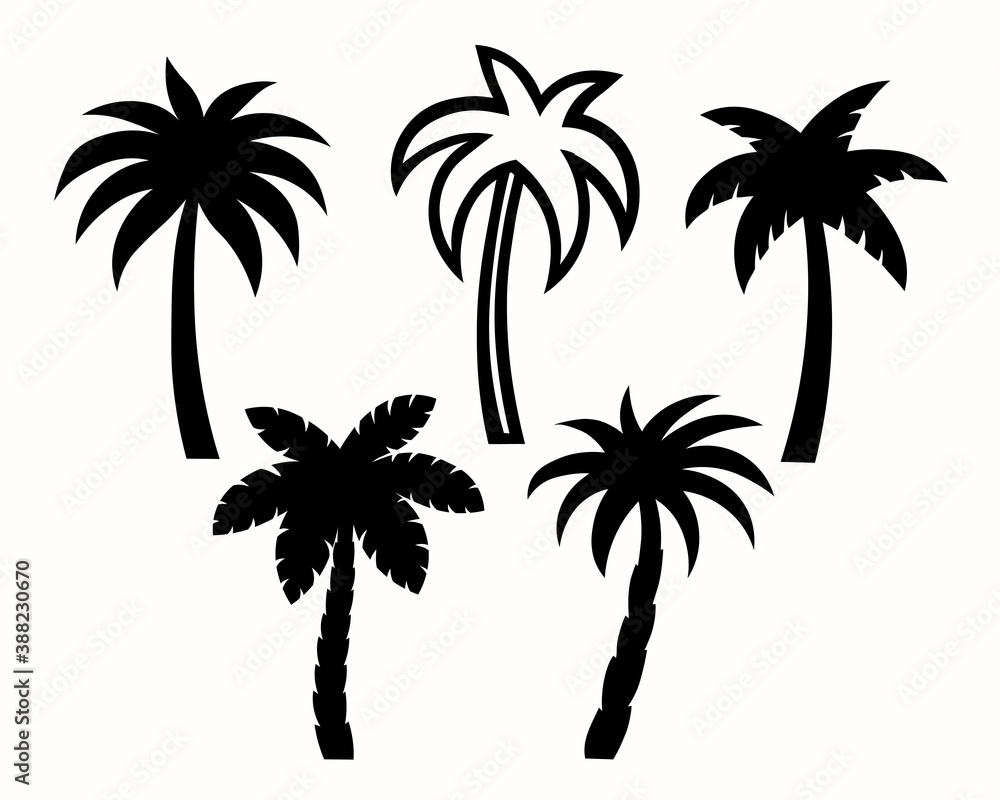 Fototapeta premium Black palm icon. Vector illustration isolated on white background.