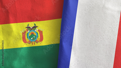 France and Bolivia two flags textile cloth 3D rendering