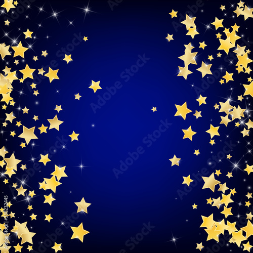 Gold Galaxy Stars Vector Blue Background. Luxury 