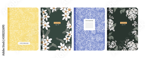 Vector illustartion templates cover pages for notebooks, planners, brochures, books, catalogs. Flowers wallpapers.