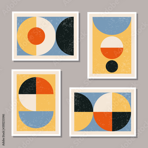 Set of minimal 20s geometric design posters, vector template
