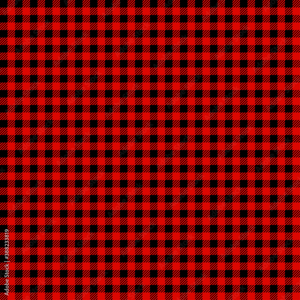 Lumberjack plaid pattern. Alternating red and black squares seamless background. Vector illustration. Lumberjack plaid pattern. Alternating red and black squares seamless background. Vector illustration.