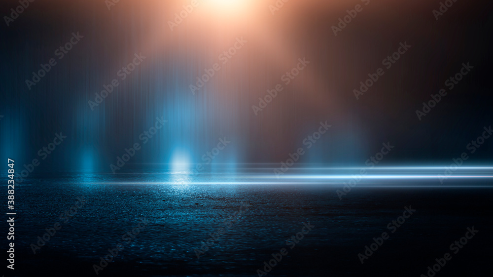 Dark cold wet street, asphalt, neon light. Reflection of neon in water. Empty night street scene, night city, smoke. abstract dark empty scene abstract night landscape neon blue light tree silhouettes Dark cold wet street, asphalt, neon light. Reflection of neon in water. Empty night street scene, night city, smoke. abstract dark empty scene abstract night landscape neon blue light tree silhouettes