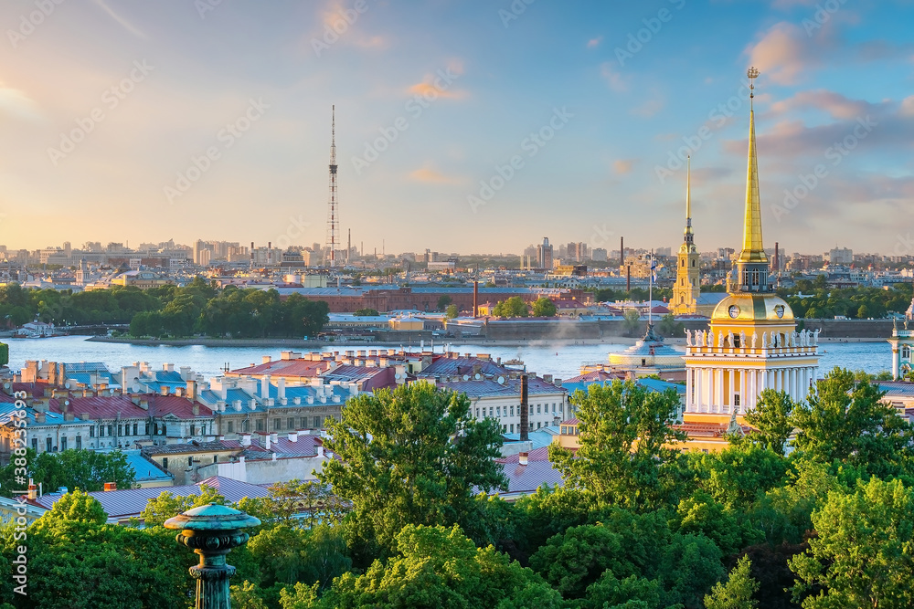 St. Petersburg city skyline from top view cityscape of Russia