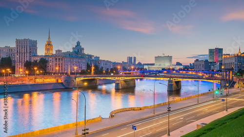 Moscow City skyline business district and Moscow River in Russia © f11photo