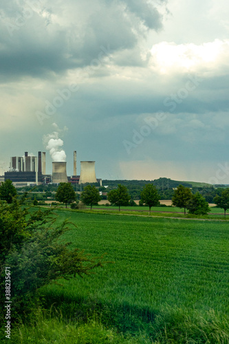 Germany, Countryside outskirts, a view of a city on a cloudy day