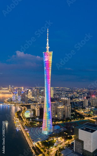 Canvas Print Night view of Guangzhou City, Guangdong Province, China