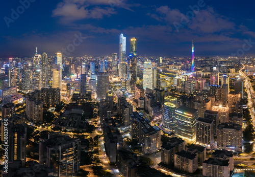 Night view of Guangzhou City, Guangdong Province, China