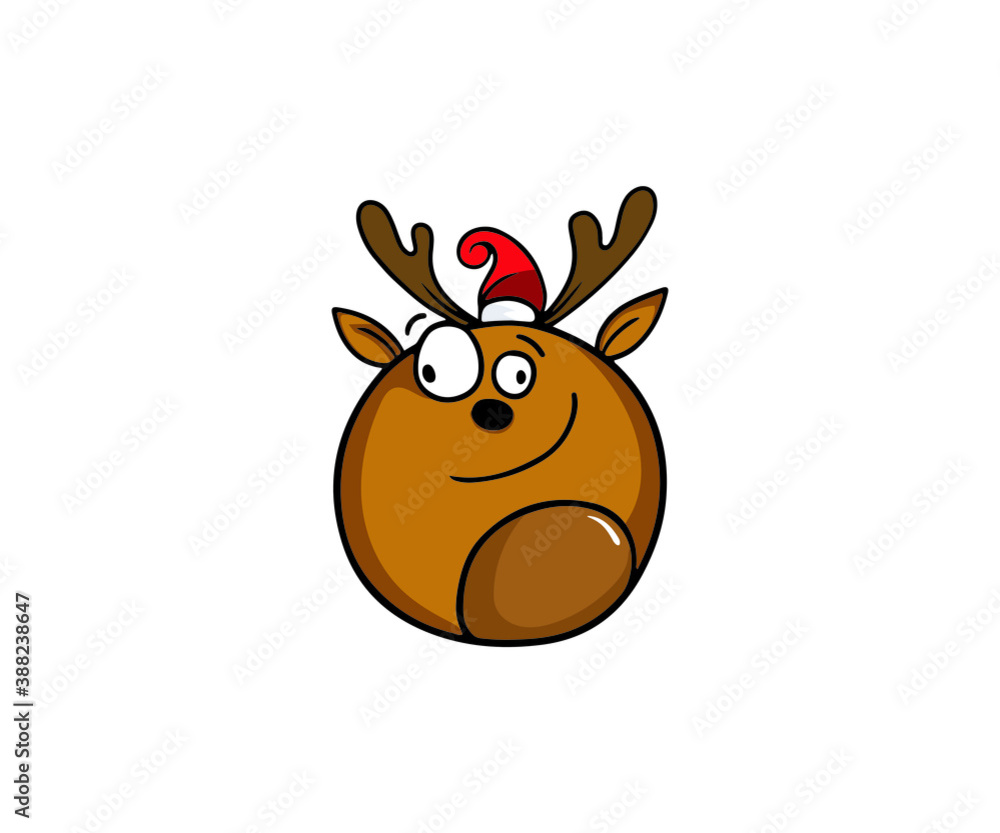 Vector illustration cute cartoon reindeer sticker. Merry Christmas and happy new year. decorative element on holiday. Greeting card design, posters, gift tags and labels. Vector illustration cute cartoon reindeer sticker. Merry Christmas and happy new year. decorative element on holiday. Greeting card design, posters, gift tags and labels.
