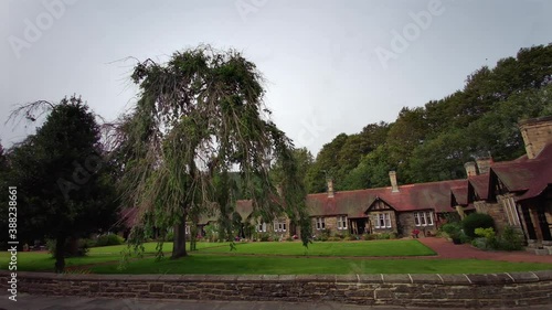 The A68 is a major road in the United Kingdom, running from Darlington in England to the A720 in Edinburgh. Driving on A68 road - Northumberland - United Kingdom - 18th of September 2020 photo