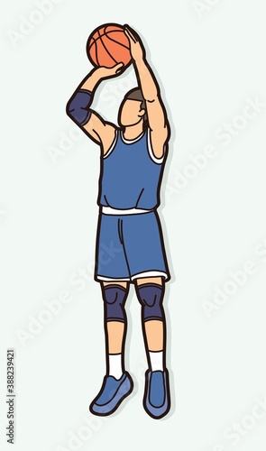 Basketball player action cartoon graphic vector