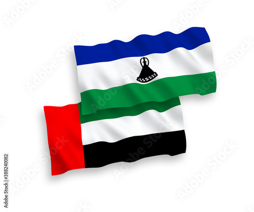 Flags of Lesotho and United Arab Emirates on a white background